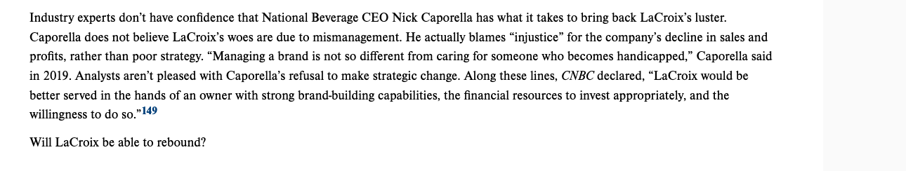 Read the case: "La Croix is Losing the Sparkling