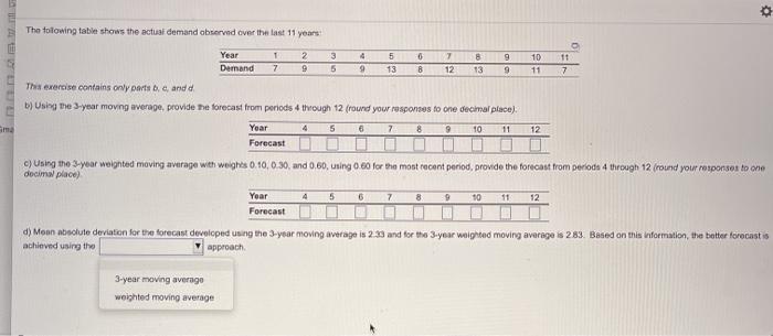 o 10 11 11 7 The following table shows the actual