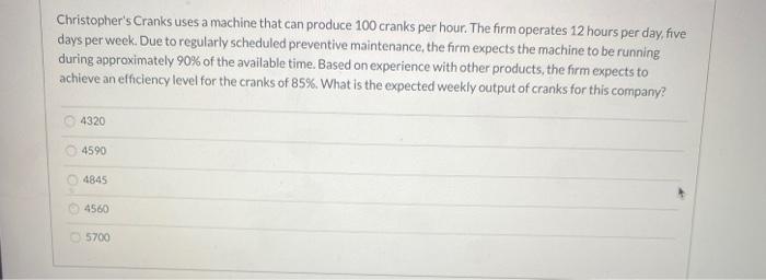 Christopher's Cranks uses a machine that can