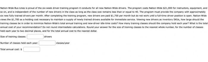 Nation-Wide Bus Lines is proud of the six-week