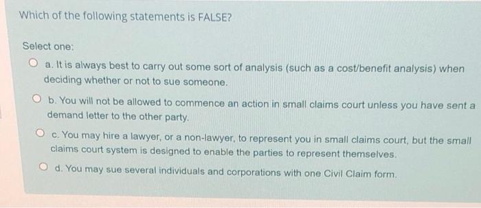 Which of the following statements is FALSE?