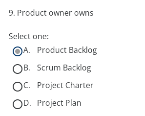 1. Agile Mindset is Select one: OA. 4 Values, 12