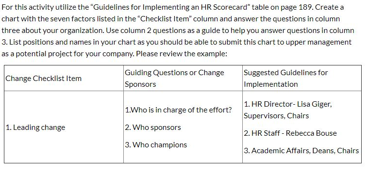 For this activity utilize the "Guidelines for