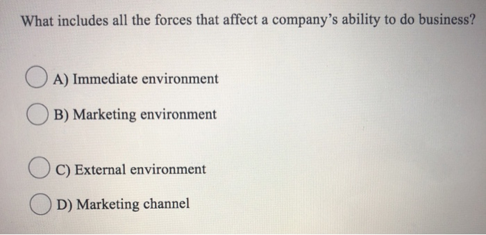 Which factor in the external environment includes