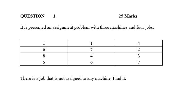 It is presented an assignment problem with three