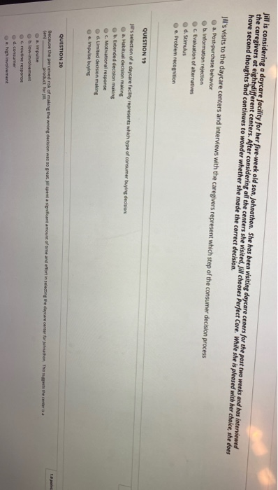 Jill is considering a daycare facility for her