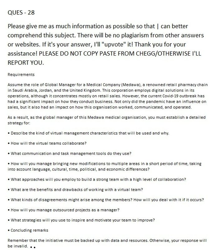 QUES - 28 Please give me as much information as