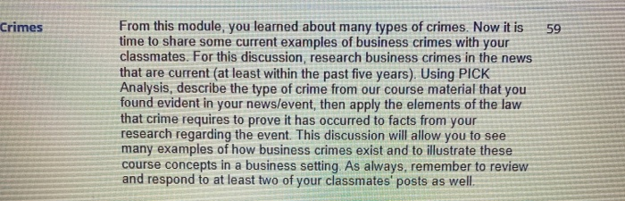 Crimes 59 From this module, you learned about