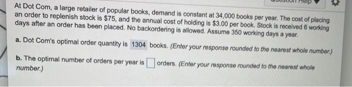 At Dot Com, a large retailer of popular books,