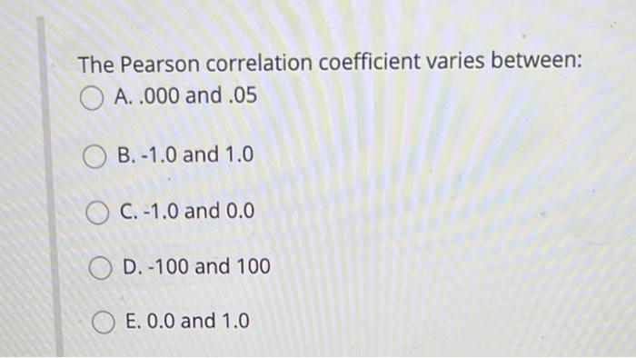 The Pearson correlation coefficient varies