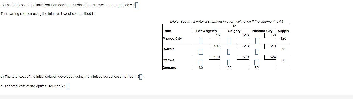 Find an initial solution to the following