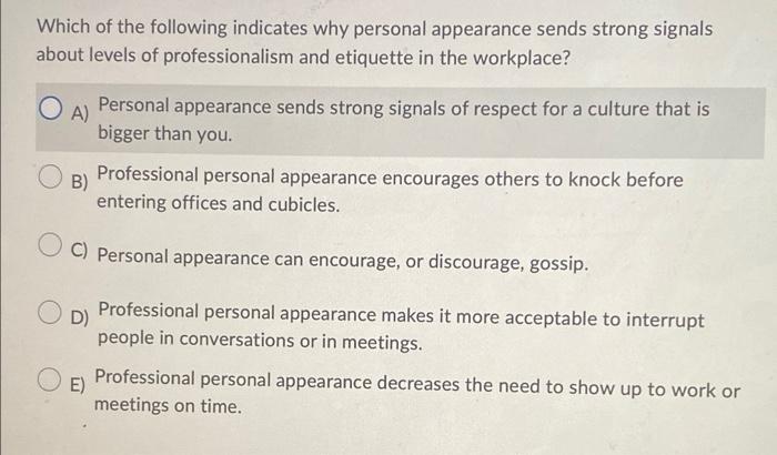 Which of the following indicates why personal