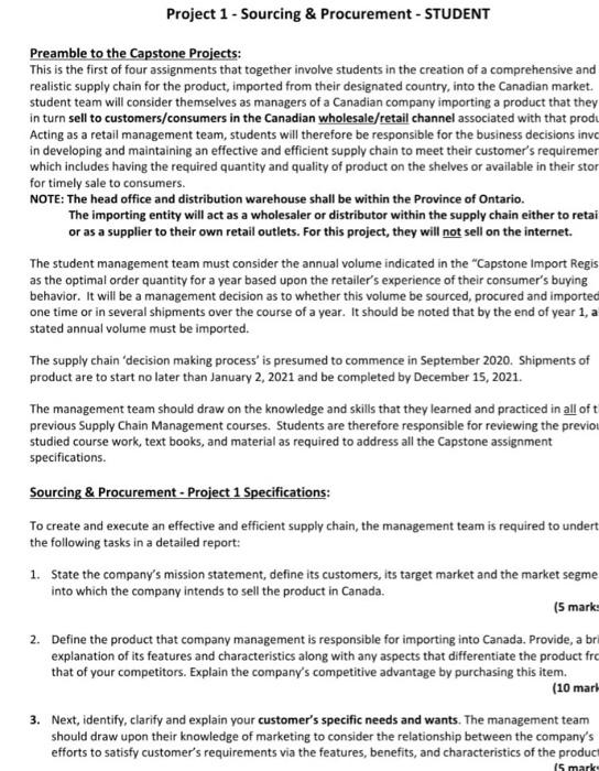 Project 1 - Sourcing & Procurement - STUDENT