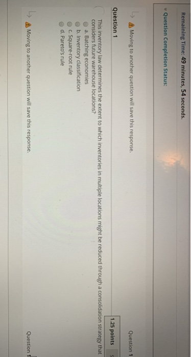 Remaining Time: 49 minutes, 54 seconds. Question