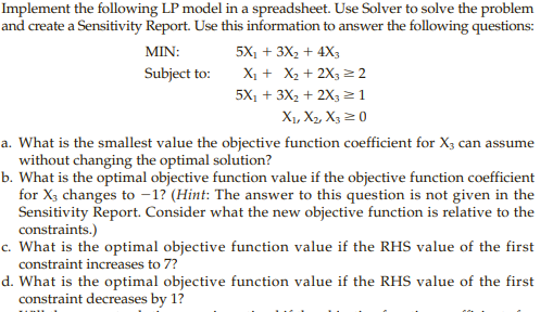 Please answer a, c, and d! Implement the