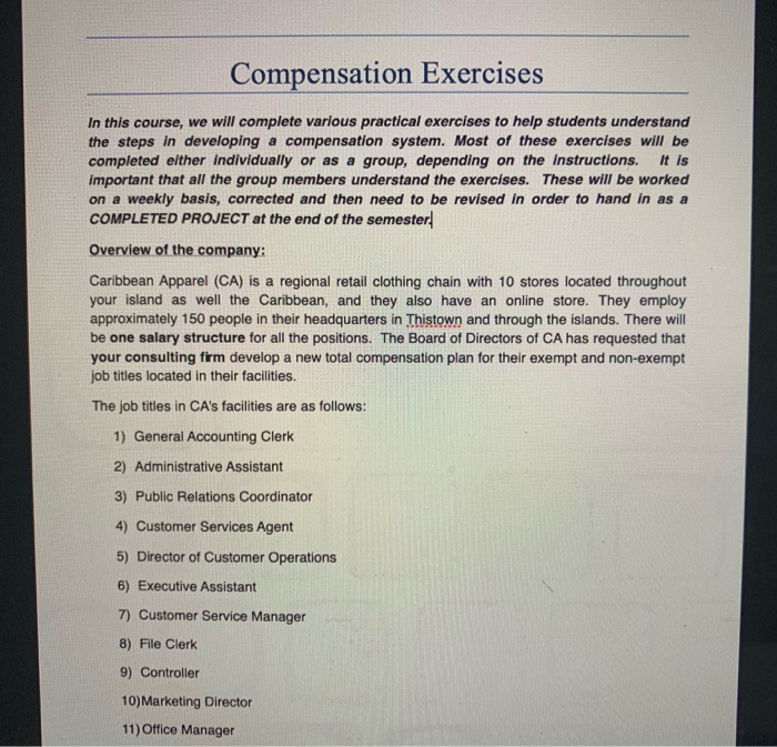 Job Description Exercise Students will prepare a