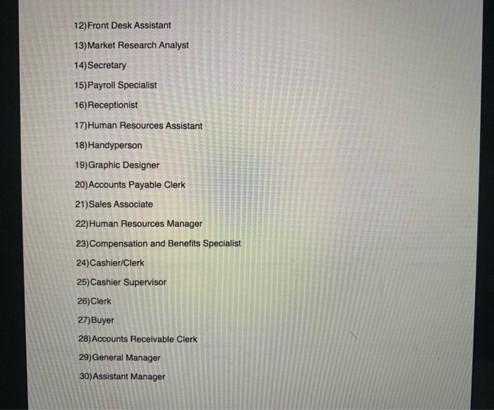 Job Description Exercise Students will prepare a