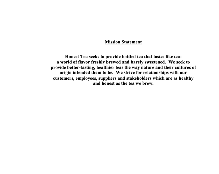 Please read the business plan given in Honest Tea