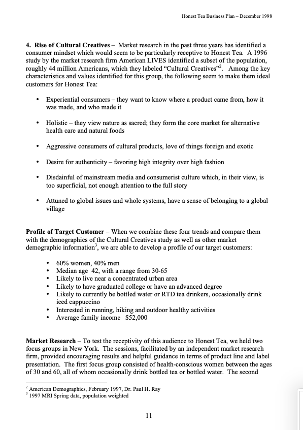 Please read the business plan given in Honest Tea