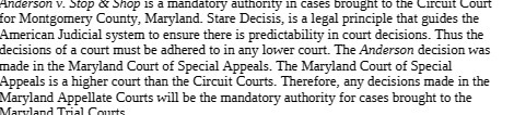 Anderson v. Stop o Shop is a mandatory authority