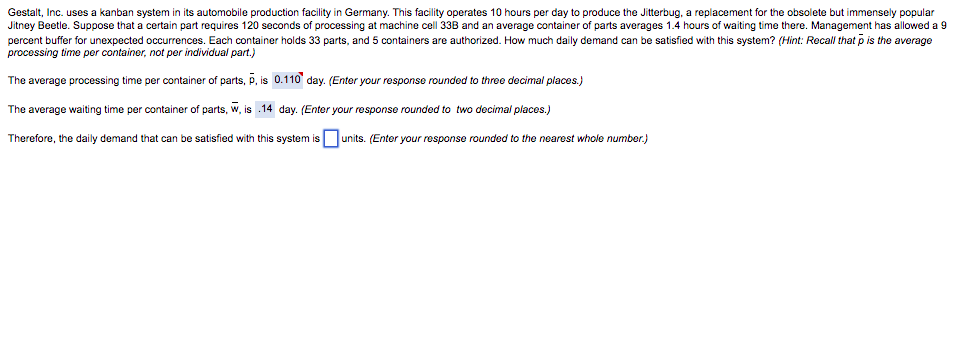 processing time per container, not per individual