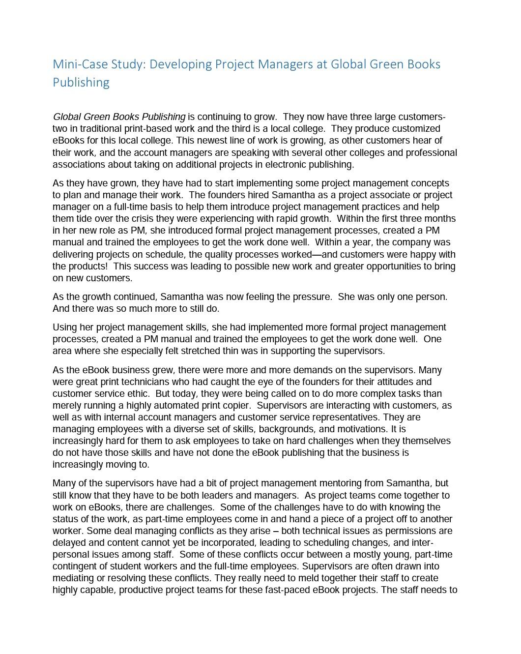 Mini-Case Study: Developing Project Managers at