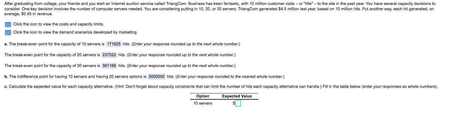 PLEASE ANSWER THE QUESTION ABOVE , EXPECTED VALUE