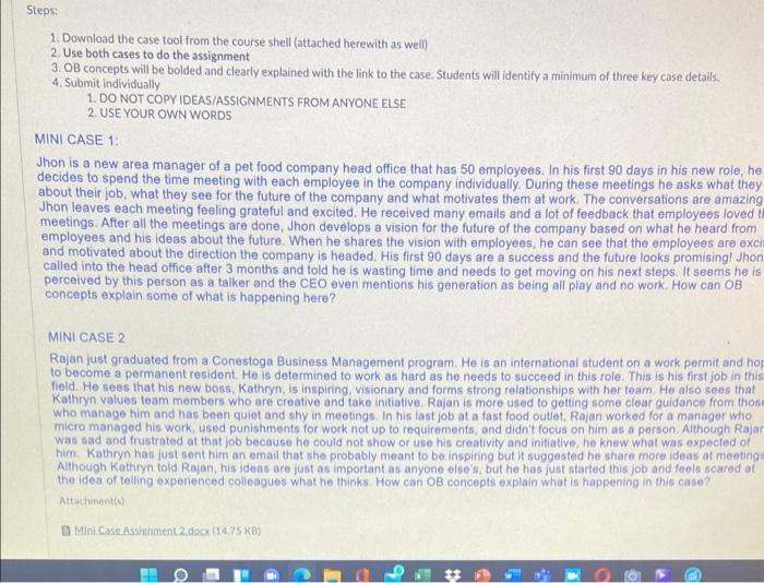 Steps 1. Download the case tool from the course