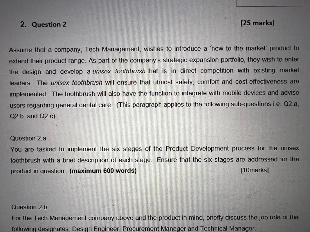 2. Question 2 [25 marks] Assume that a company,