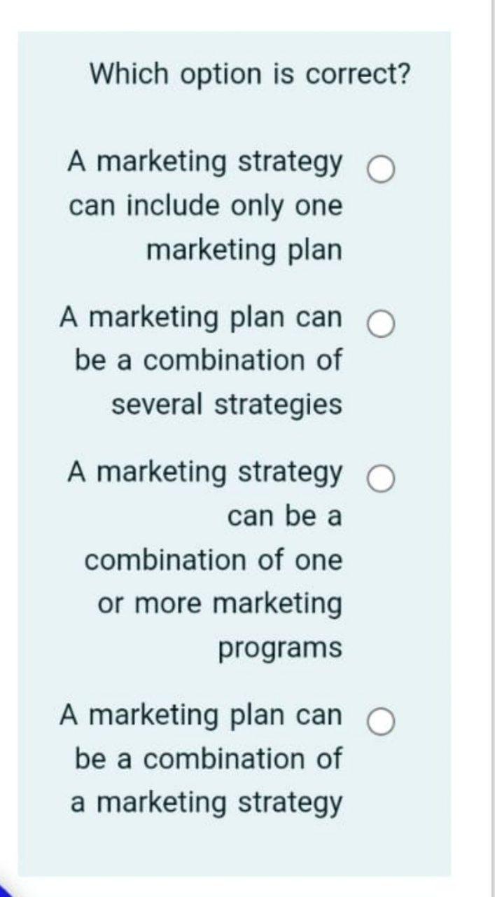 Which option is correct? A marketing strategy can