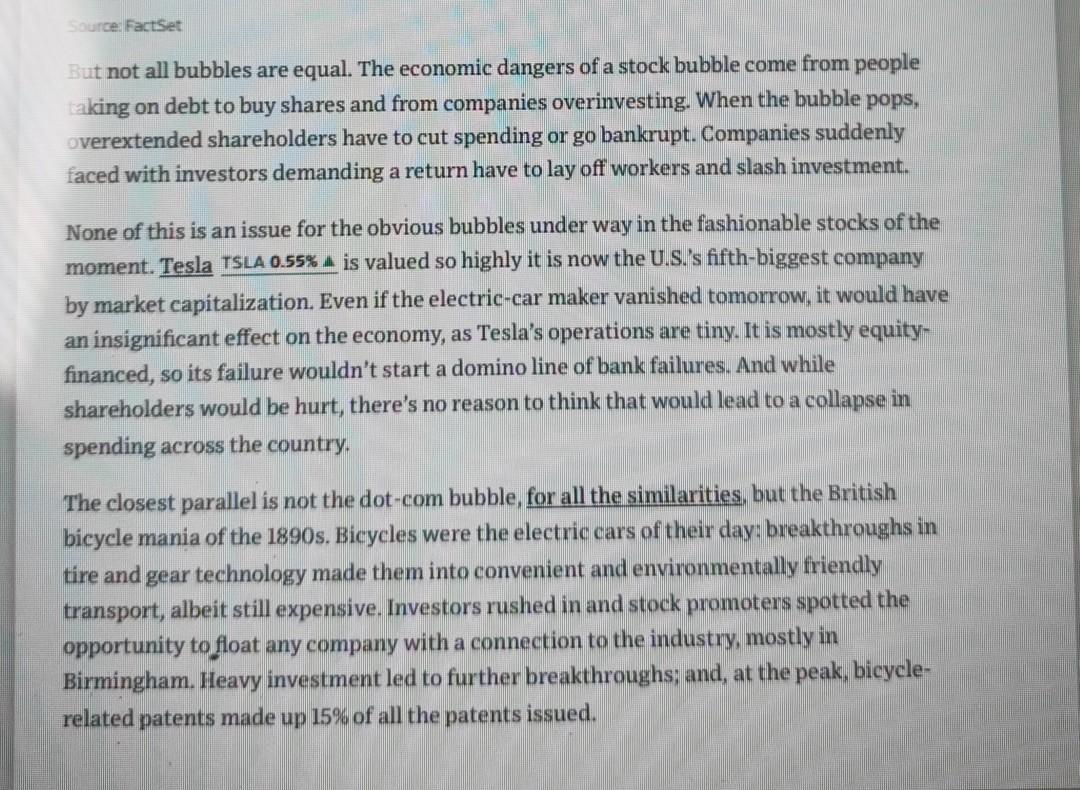 analysis this article for me. If Tesla Bubble