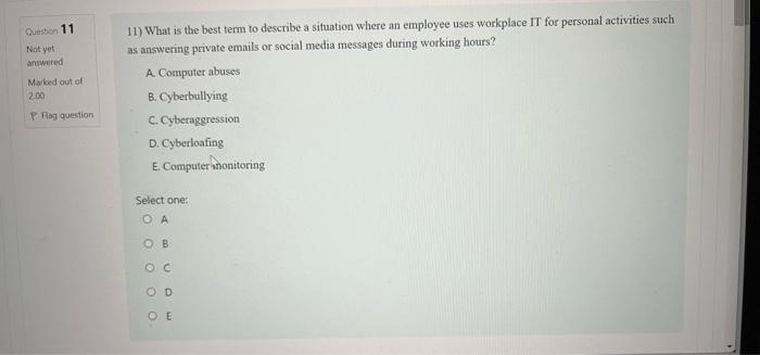 Question 11 Not yet answered Maked out of 2.00