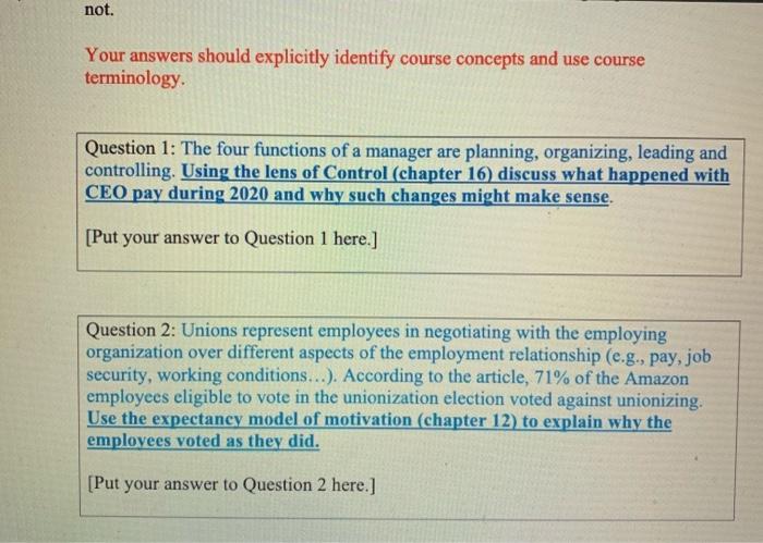 The Final Exam is comprised of two equally