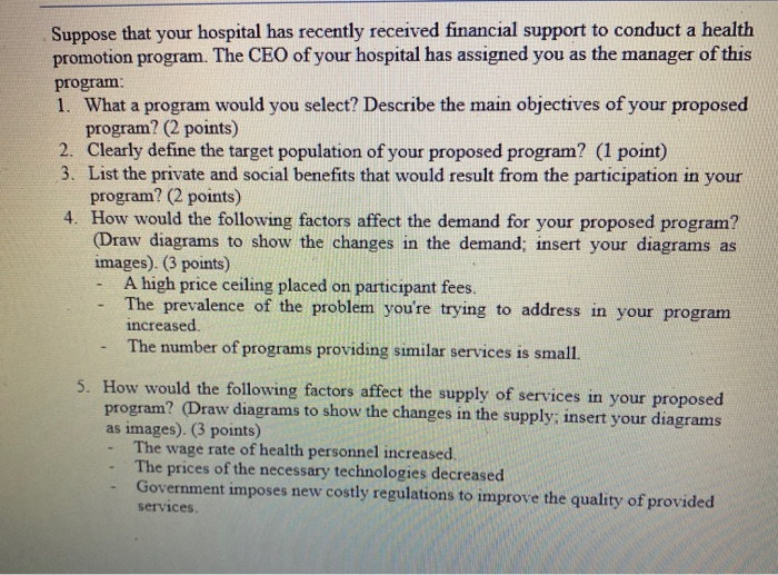 Suppose that your hospital has recently received