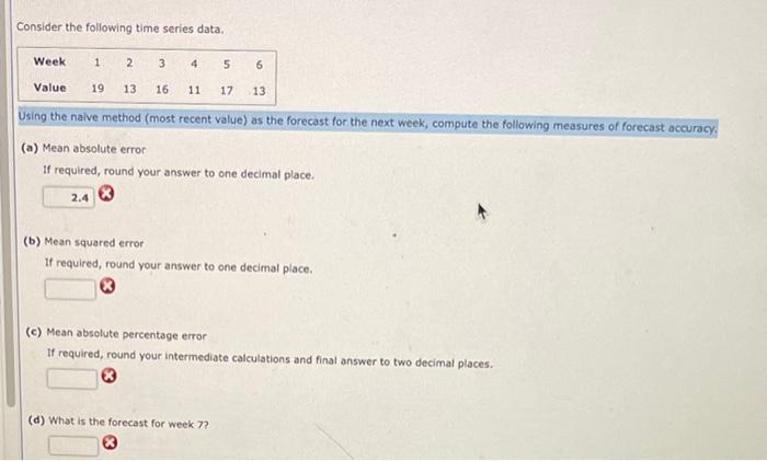 Consider the following time series data. Using