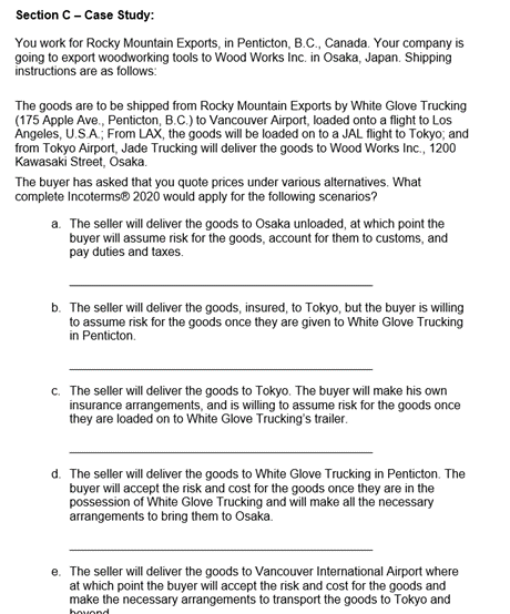 Section C - Case Study: You work for Rocky