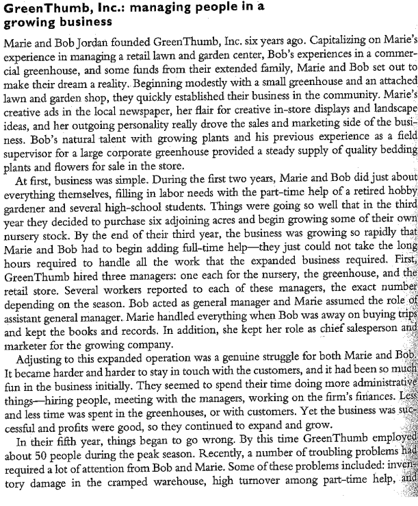 1. Read the attached case analysis: Green Thumb,