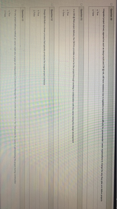 D Question 10 Integrated project delivery