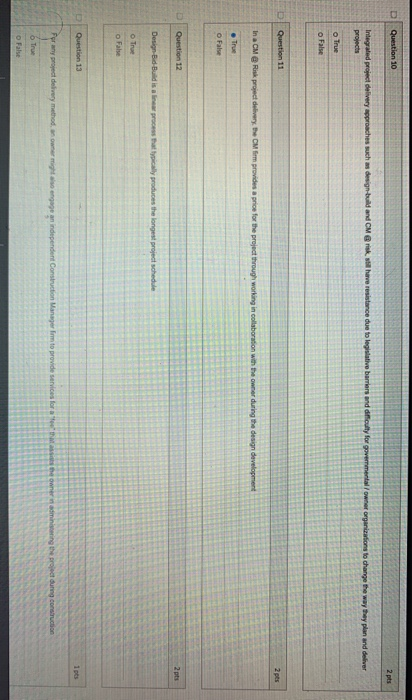 D Question 10 Integrated project delivery