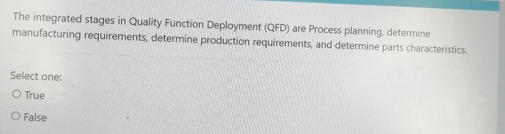 The integrated stages in Quality Function