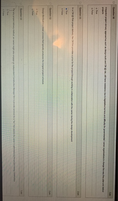 D Question 10 Integrated project delivery