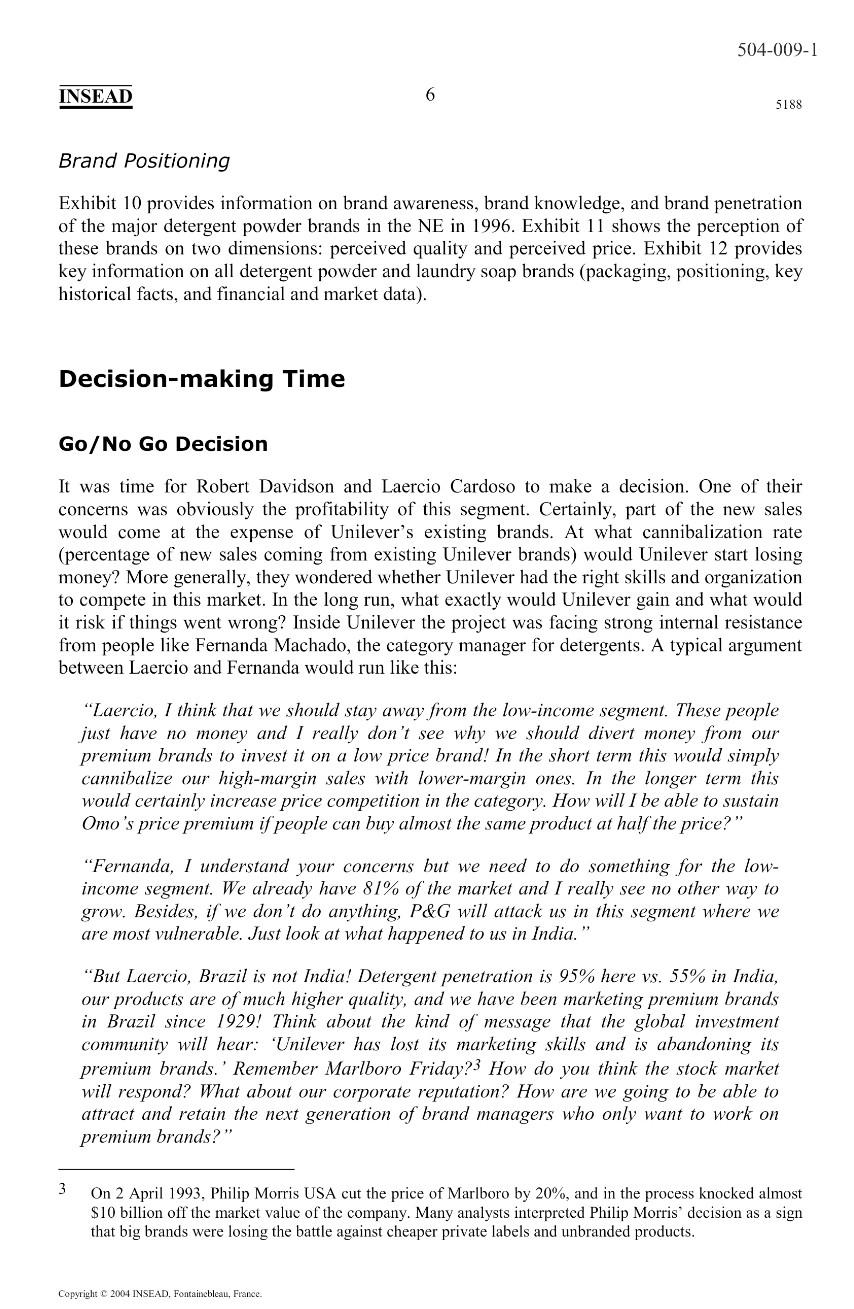 Q. What attributes should Unilever take into