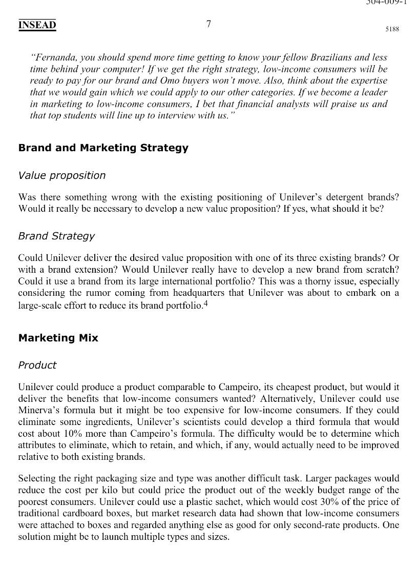 Q. What attributes should Unilever take into