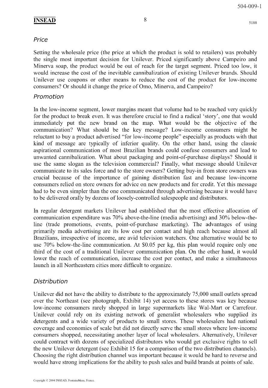 Q. What attributes should Unilever take into