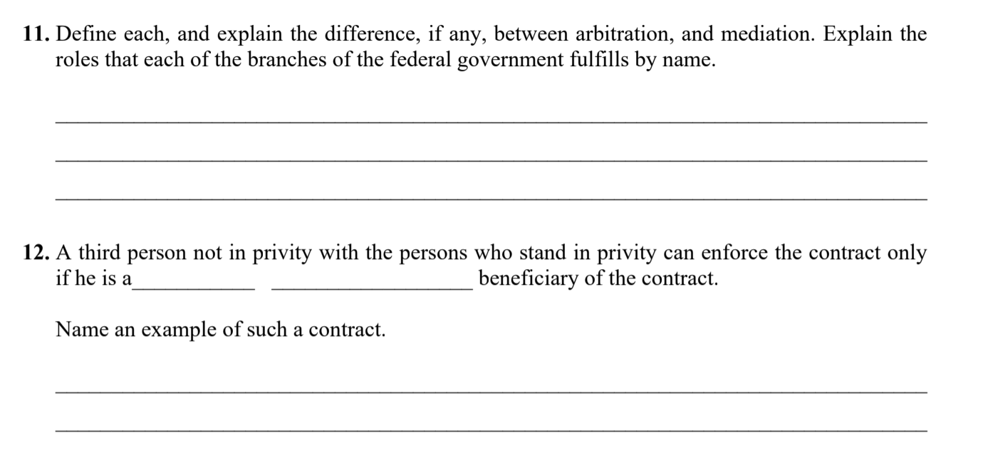 11. Define each, and explain the difference, if