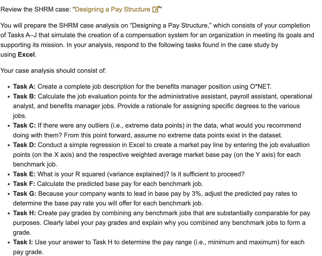 Review the SHRM case: Designing a Pay Structure