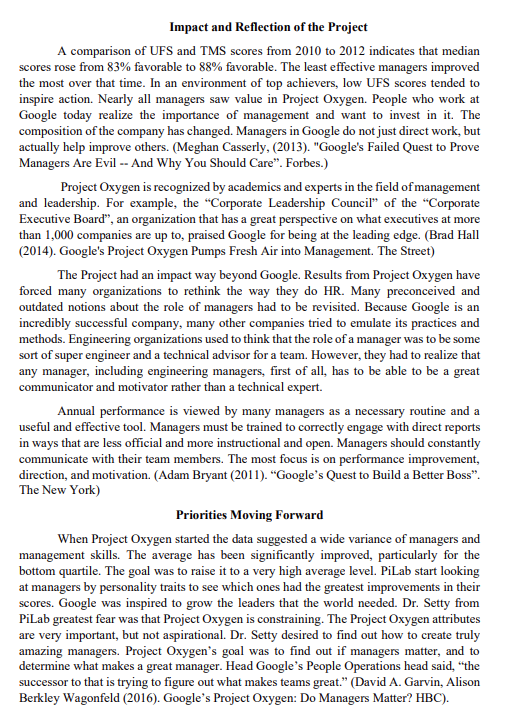 SECTION A: CASE STUDY GOOGLE'S PROJECT OXYGEN: DO