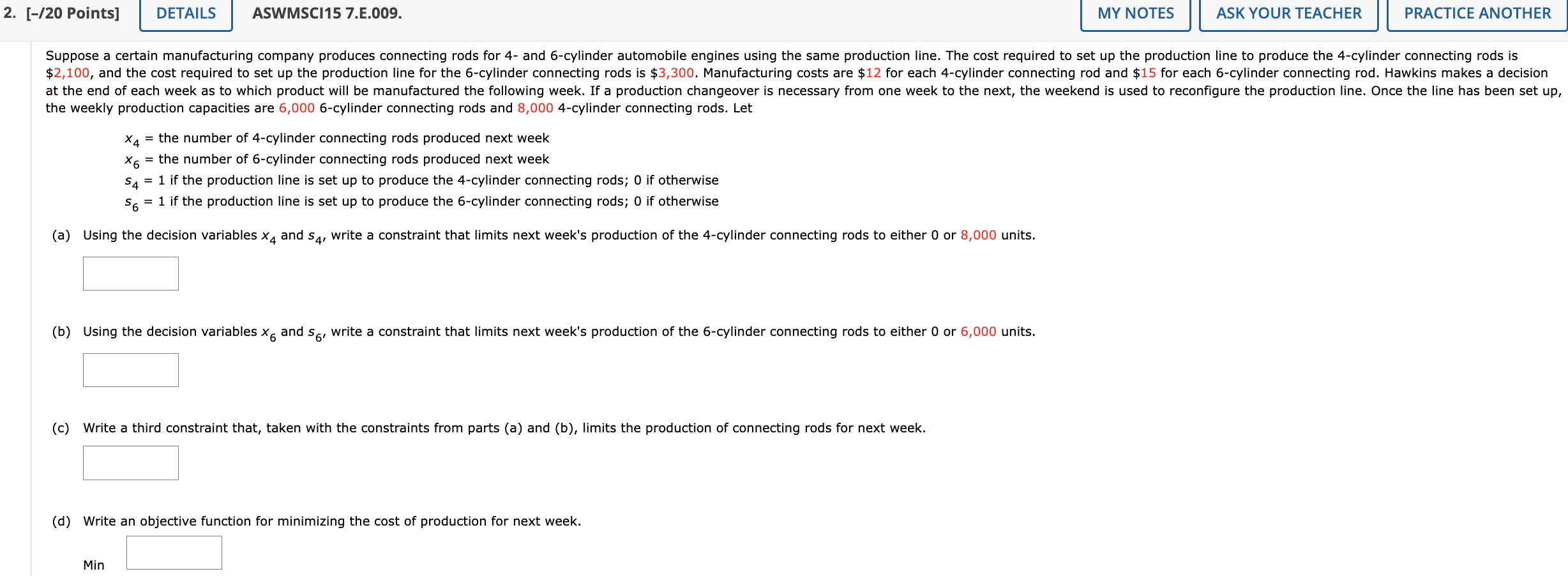 2. [-/20 Points] DETAILS ASWMSCI 15 7.E.009. MY