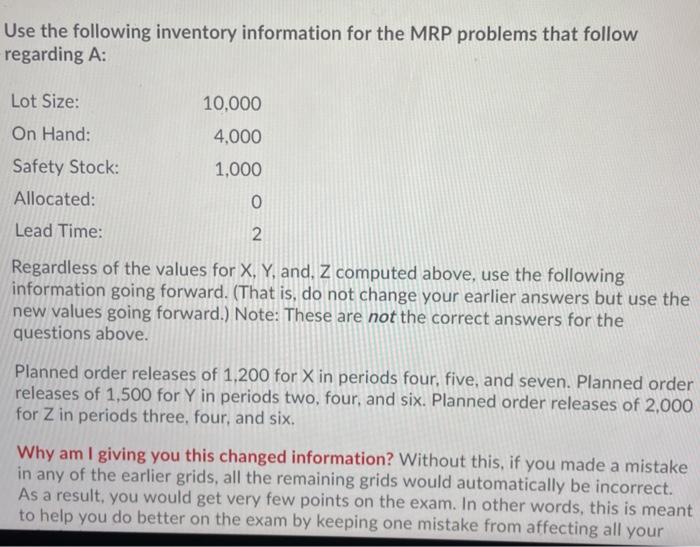 Use the following inventory information for the