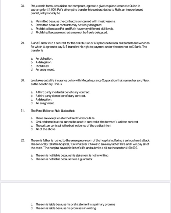 Business law 28. Pat a world famous musician and